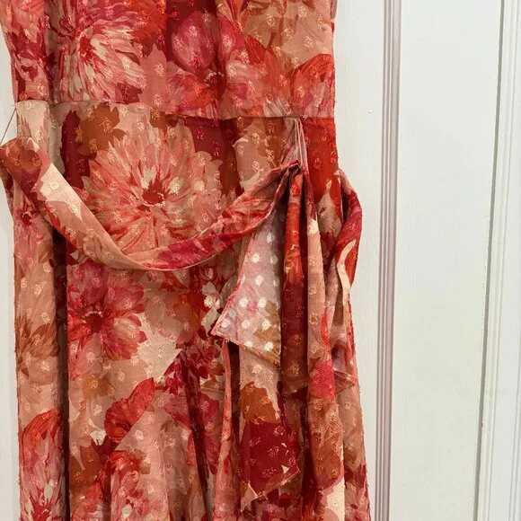 Alex Marie formal red and metallic sleeveless ruffle floral dress, Sz 6, EUC - Picture 6 of 9